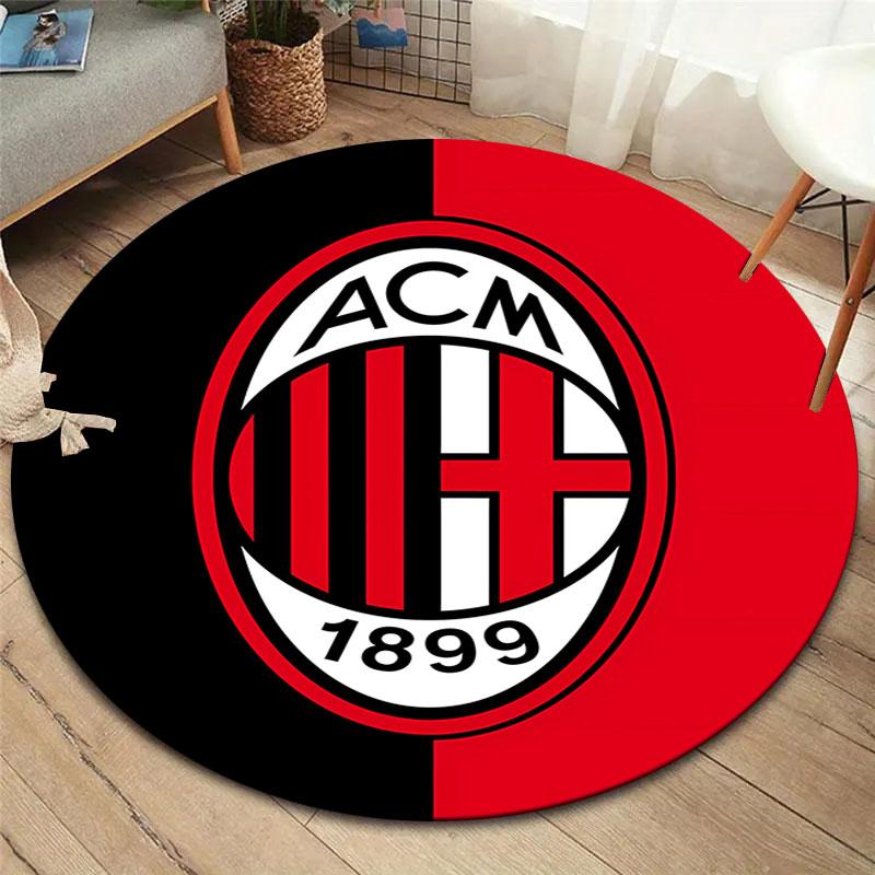 AC Milan Round Area Rug,Carpet Rug for Living Room Bedroom Sofa Playroom Decor,Non-slip Floor Mat