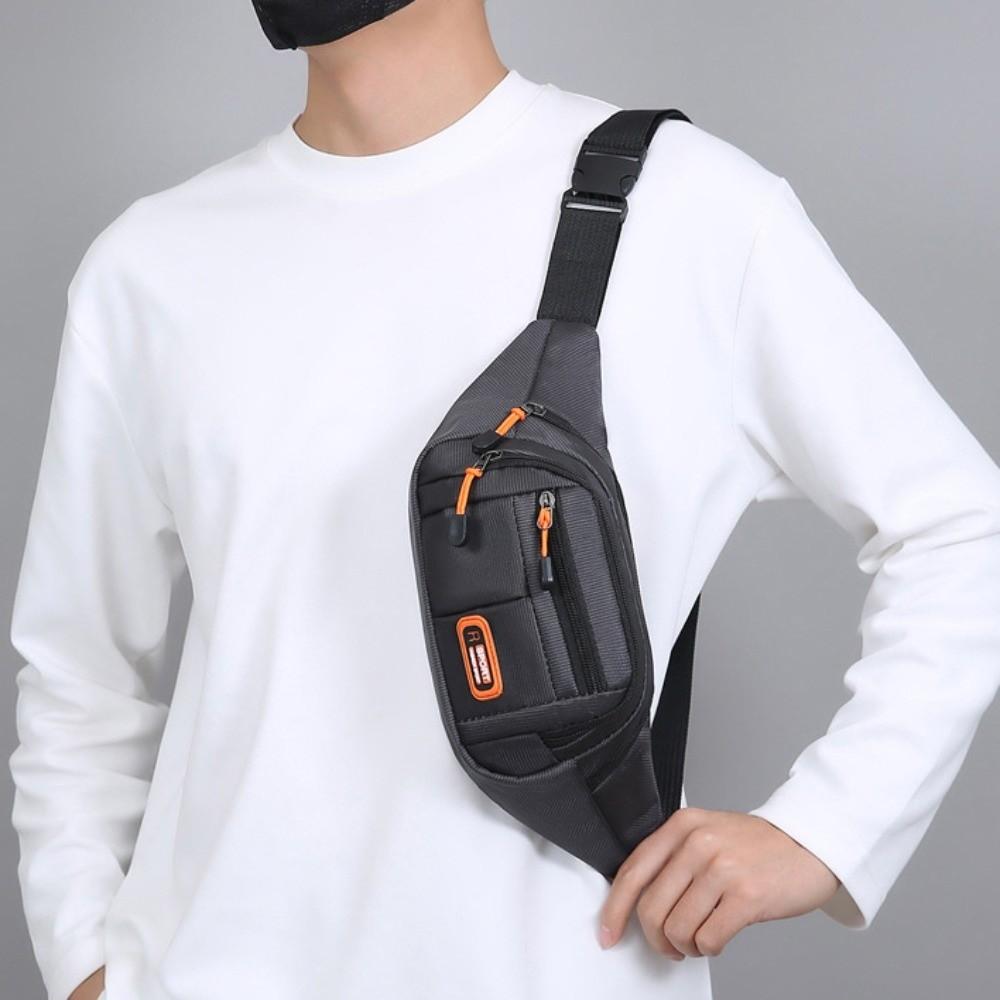 Large Capacity Men Chest Bag Waterproof Sports Walking Bag Zipper Mobile Waist Bag Riding