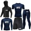 Herren 5-teiliges Cross-Training Kompressionsset - Hohe Elastizität, Schnelltrocknend, Atmungsaktiv für Boxen, Fitness, Laufen & UFC