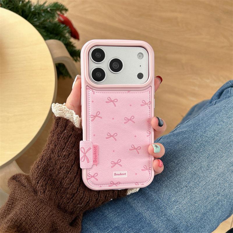 

Girly Pink Polka Dot Bow Phone Case for iPhone 17, 16 Pro Max, 15, 14 14 Pro