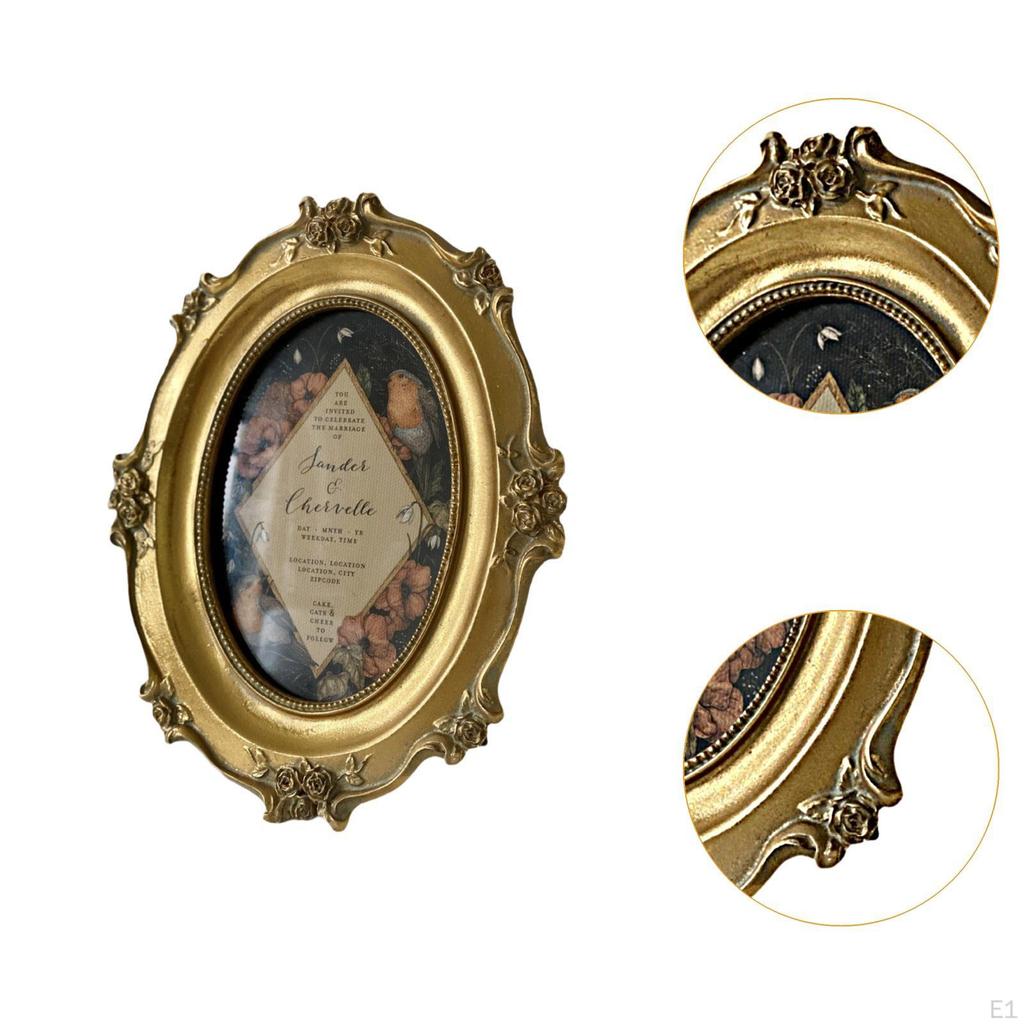Picture Frame Art Gallery Oval 6" Antique Elegant Photo for Family Portrait Home Wall Mount or