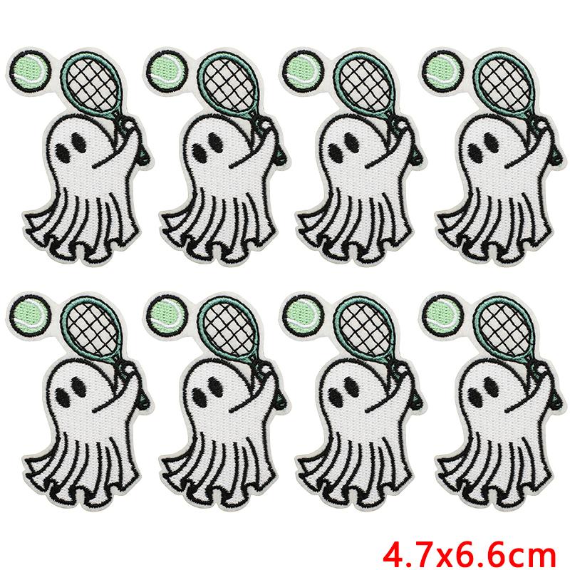 

10pcs /Lots Cartoon /Halloween Series Horrible Pumpkin Head Iron On Embroidered Patches Diy Ghost Basketball Iron On Patches