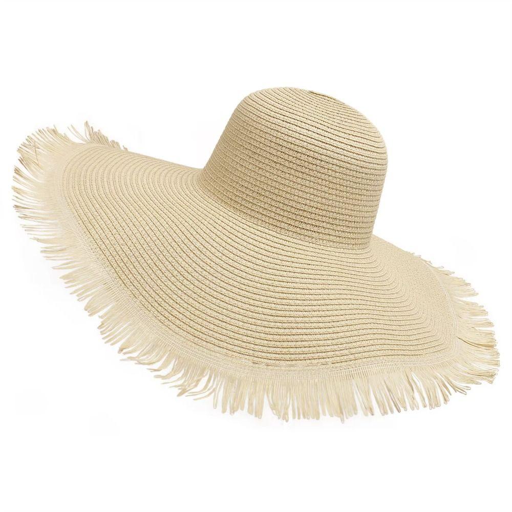 Cappello da Sole Estivo Pieghevole a Tesa Larga da Viaggio per Spiaggia Cappello Floppy Casual in Paglia