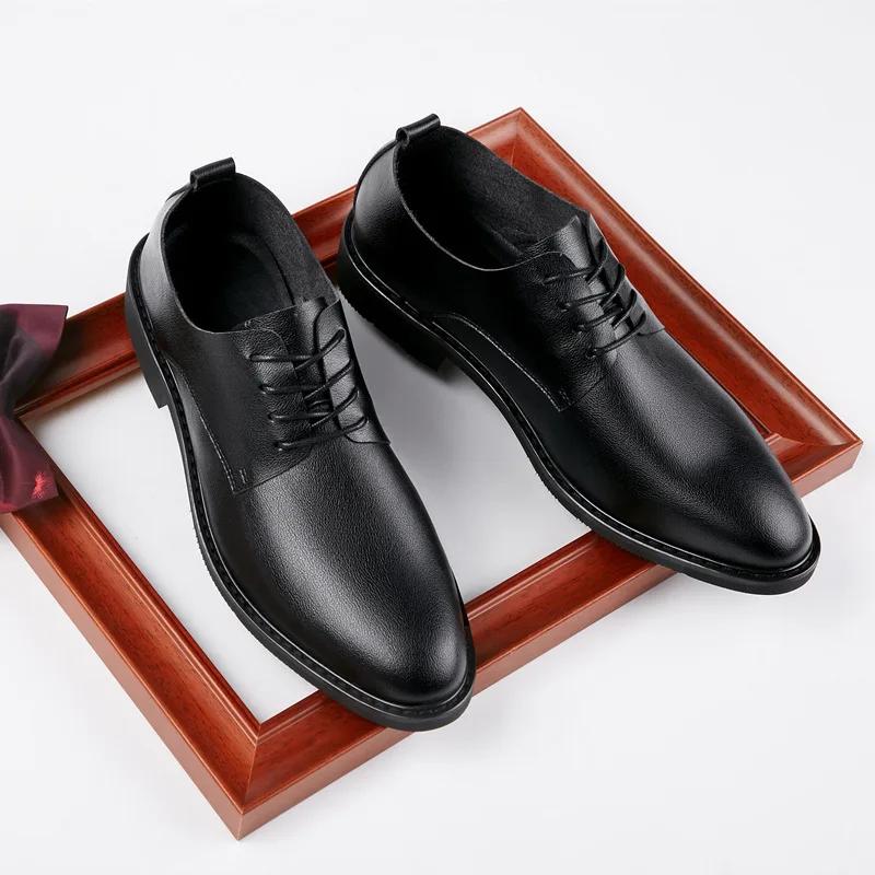 Herrenschuhe Derby Top Qualität Leder Gesellschaftsschuh Herren Weiche Sohle Herren Schwarz Büro Herren Lässig Business Frühling Herbst Schuhe