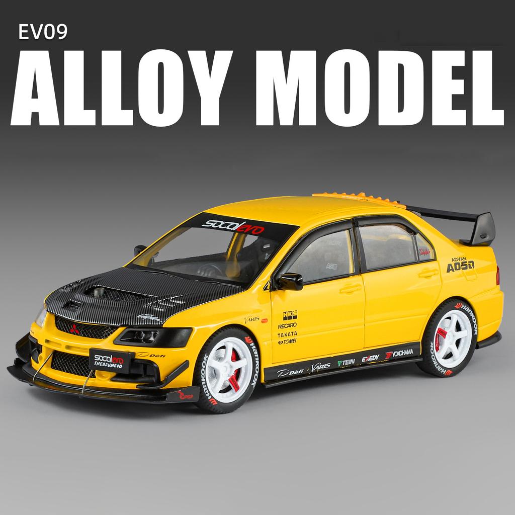 1:24 Mitsubishis Lancer Evolution 9 Alloy Sports Car Model Metal Modified Track Racing Vehicles Car Model Sound Light Kids Gifts