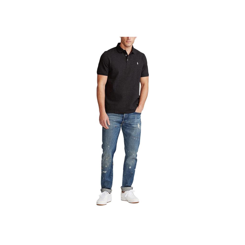 Polo Ralph Lauren Mesh Print Embroidered Polo Shirt Men Tops Black MNPOKNI1N820720-001
