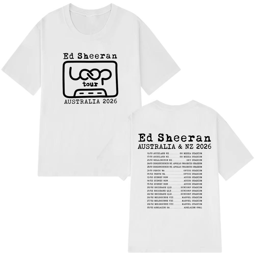 Ed Sheeran Loop Tour Australia and New Zealand 2026 Tour T Shirt Men's Harajuku T-shirt Summer Casual Cotton T-shirts Streetwear