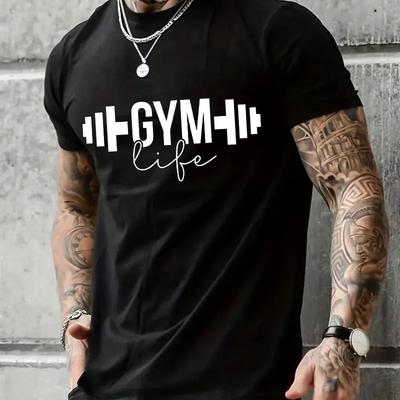 Men's T-shirts Gym Life Shirt Funny Workout Tshirts Motivational Positive Quote Clothing Exercise Fitness Tee Shirt Clothes