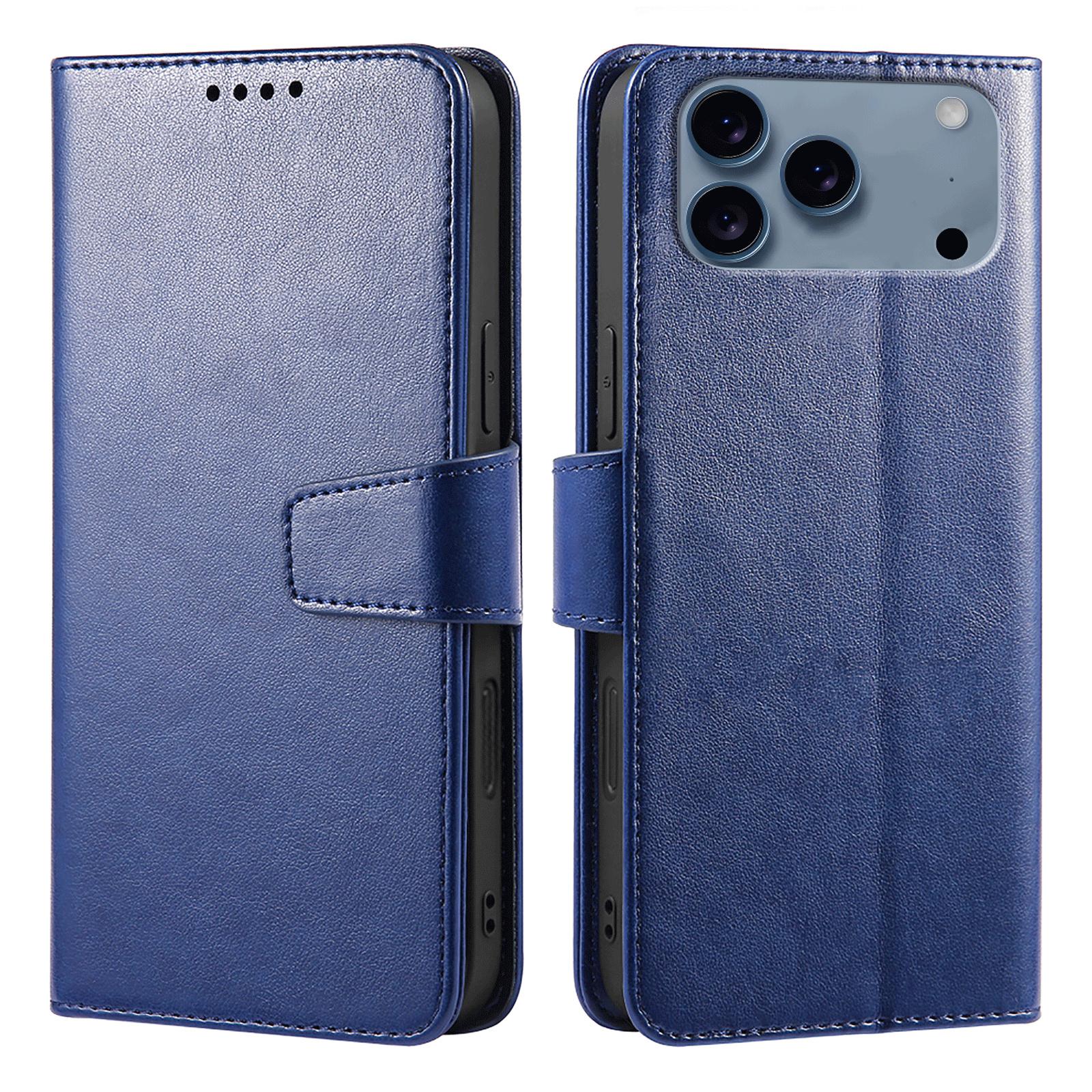 

For iPhone 17 Pro Case Stand Card Holder Wallet Leather Phone Cover Blue