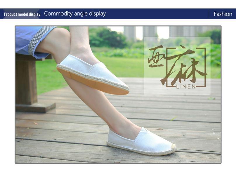 Plus Size Summer Slip-On Espadrilles: Casual Canvas Shoes with Linen Sole & Solid Color Hemp Rope Design