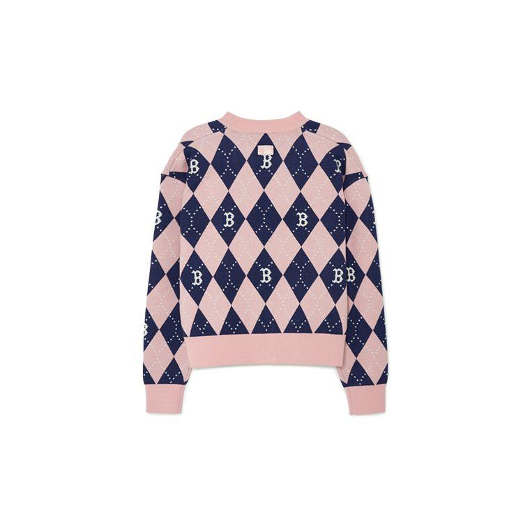 MLB Boston Red Sox Letter Print Single-Breasted Knit Sweater Women sweater Light-Pink 3FKCM0134-43PKL