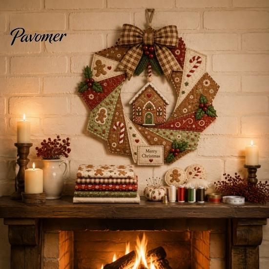 Dekorativer Stoffkranz Bausatz Weihnachten DIY-Set, Patchwork Anfängerfreundlich Handgemachtes Feiertagsbasteln Personalisiertes Türdekor Dekoration Set für