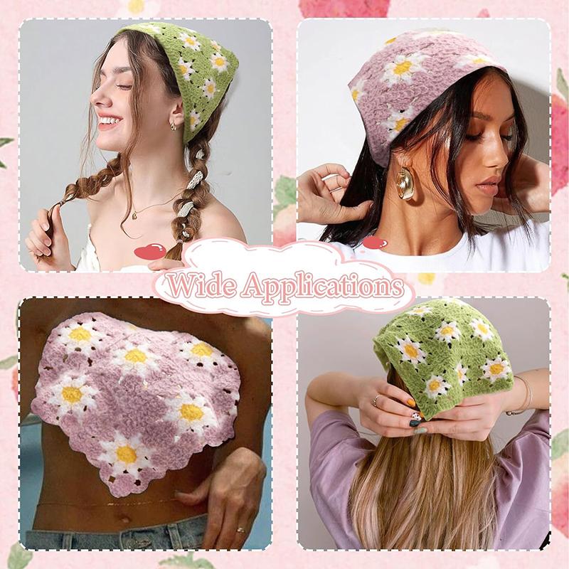 Korean Style Knitted Hollow Hook Flower Triangular Scarf Fashionable And Cute Summer Travel Girl Headband