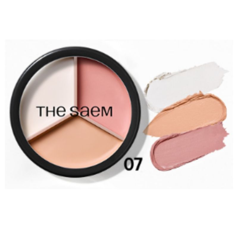 

THE SAEM Cover Perfection Triple Pot Concealer 13.5g – 7 Color Correcting Cream Palette for Flawless Coverage & Contouring 07 Pink Beige