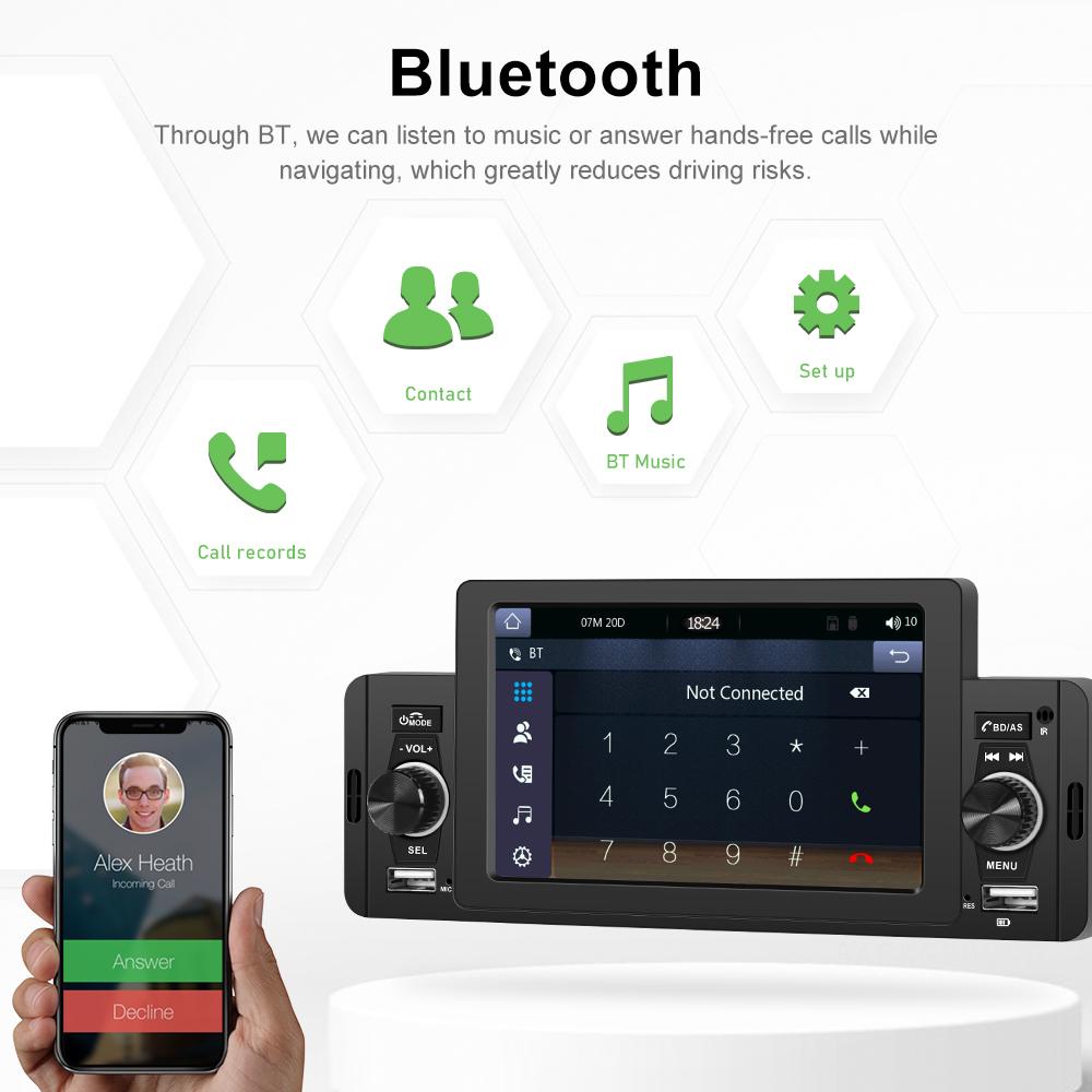 Car Radio 1 Din Universal CarPlay Android Auto Multimedia Player Bluetooth MirrorLink FM Receiver