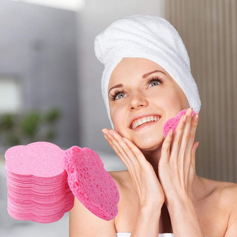 Compressed Facial Cleansing Sponges Heart Shape Natural Face Wash Sponges Pads Soft Absorbent Cleansing Tools Portable Facial