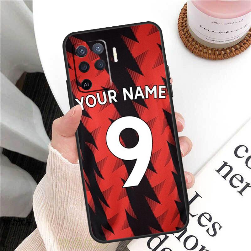 Personalised Football Name Number Case For OPPO Find X5 X3 Pro A15 A52 A72 A83 A91 A93 A54 A74 A94 A31 A53 A9 A5 2020 Cover
