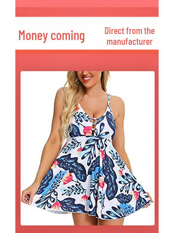 Women's European & American High Elastic Pleated Swimming Trunks - Conservative High Waist Triangle Style