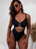 Sexy Cutout Monokini Bathing Suit for Women One-Piece High Cut Swimsuit Vintage Fashion Solid Color Bikini Swimwear