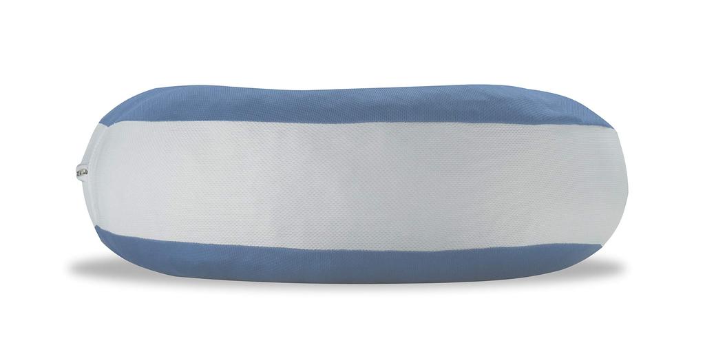 France Bed Sleep Bandage Doctor Pillow L, designed specifically for side sleepers, 43 x 65cm, medium firm, 14cm high. This polyester, blue pillow was