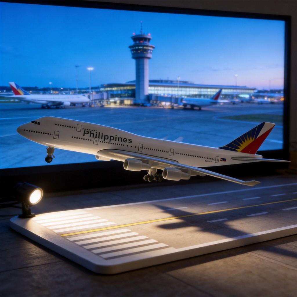 Philippines 747 Alloy Aircraft Model With Landing Gear For Collectors And Aviation Enthusiasts