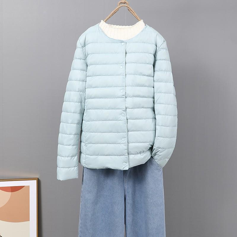 Women's 2025 White Duck Down Lightweight Jacket, Short Style, Convertible Round/V-Neck, Suitable for Autumn and Winter.