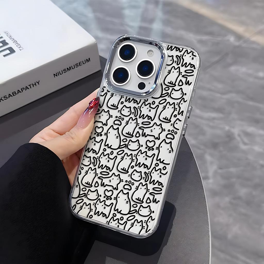 Black Cat Sketch Kitten Phone Case for Xiaomi Mi 15 14T 14 12T 11T 11 Poco M7 X7 X6 F5 F6 X5 GT Pro 4G 5G Transparent Soft Cover