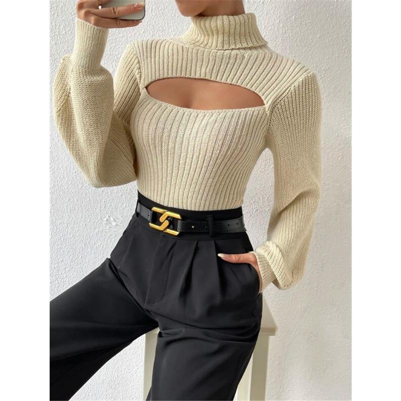 Damen S Hoher Hals Ausgeschnitten Locker Sitzender Pullover Oberbekleidung Top