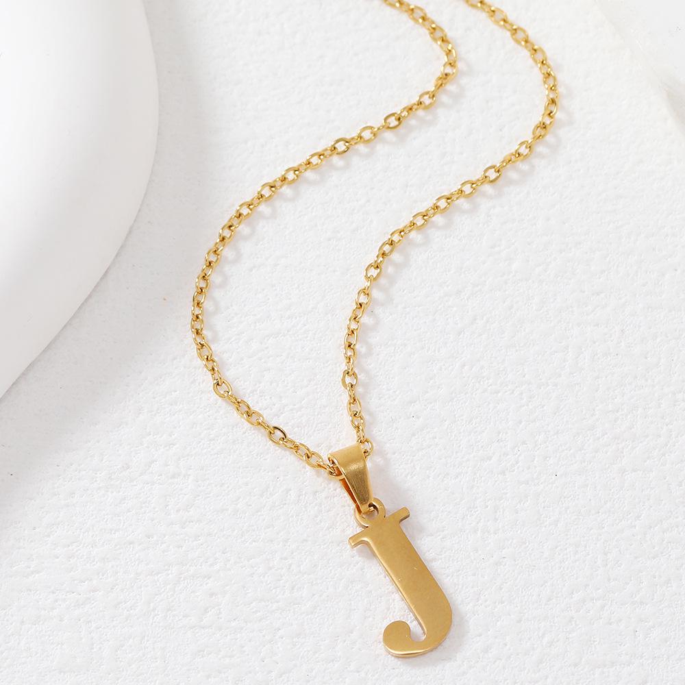 Polished Stainless Steel Alphabet Necklace - Women's Daily Wear Clavicle Chain