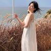 Seaside Vacation Style Neck Sling White Dress Women's Design Sense Temperament Sleeveless Long Skirt Good-looking Spring and Summer