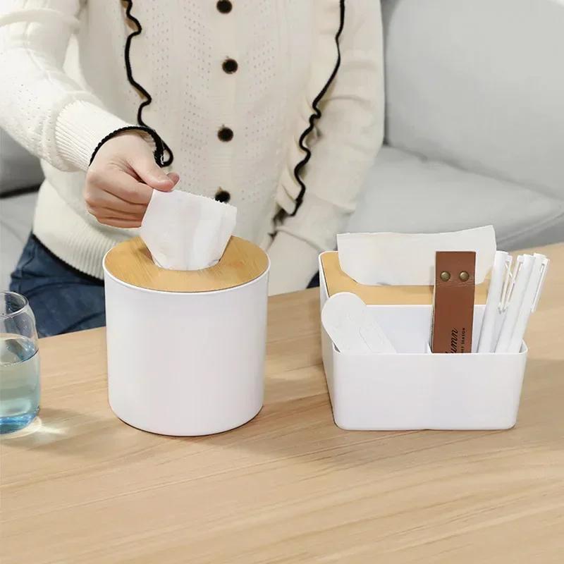 Kunststoff Taschentuchbox Holzdeckel Quadratischer Serviettenhalter Behälter Feuchttuchpapier Modernes Zuhause Teetisch Fernbedienung Trennwand