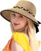 Strand-Sonnenstrohhüte für Damen, UPF 50+ UV-Sonnenschutz, breite Krempe, Sommer-Strohhut, faltbar, packbar, aufrollbare Kappe