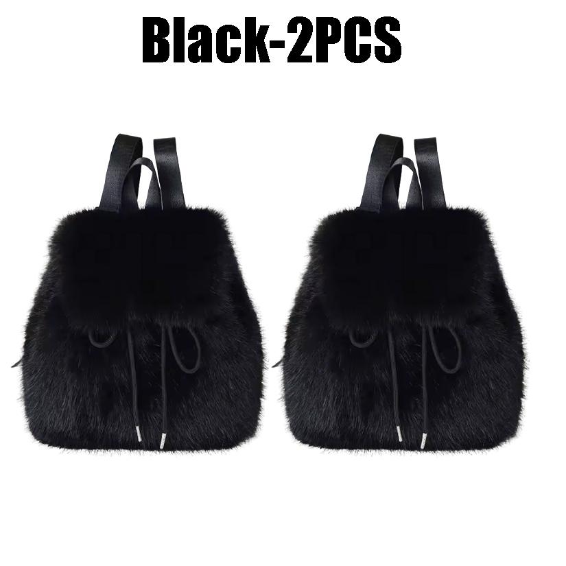New Faux Fox Fur Backpack 2025 Womens Drawstring Flap with Magnetic Closure Large Capacity School Bookbag Casual Use