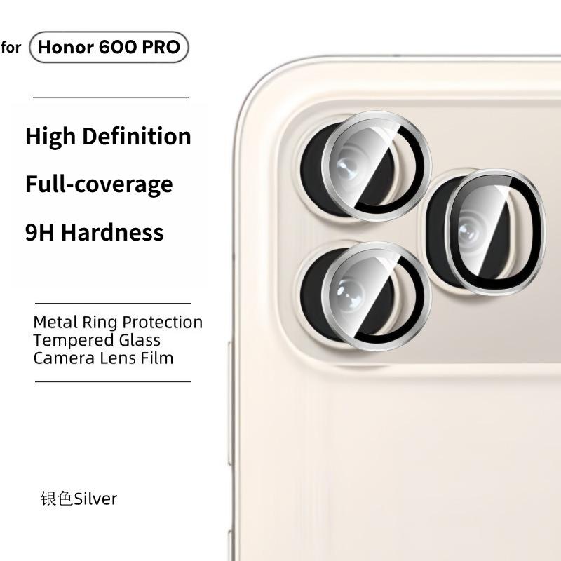 HD Eagle‑Eye Metal Alloy Ring Tempered Glass Camera Lens Protector For Honor 600 Pro 600 Lite Full‑Coverage Anti‑Scratch Cover