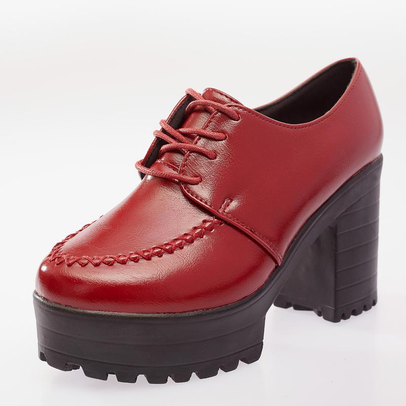 

Классические женские ботильоны на шнуровке, панк-обувь на покатом каблуке, женские туфли на каблуке осень-весна, туфли-лодочки на каблуке Botas De Mujer 39 вино красного