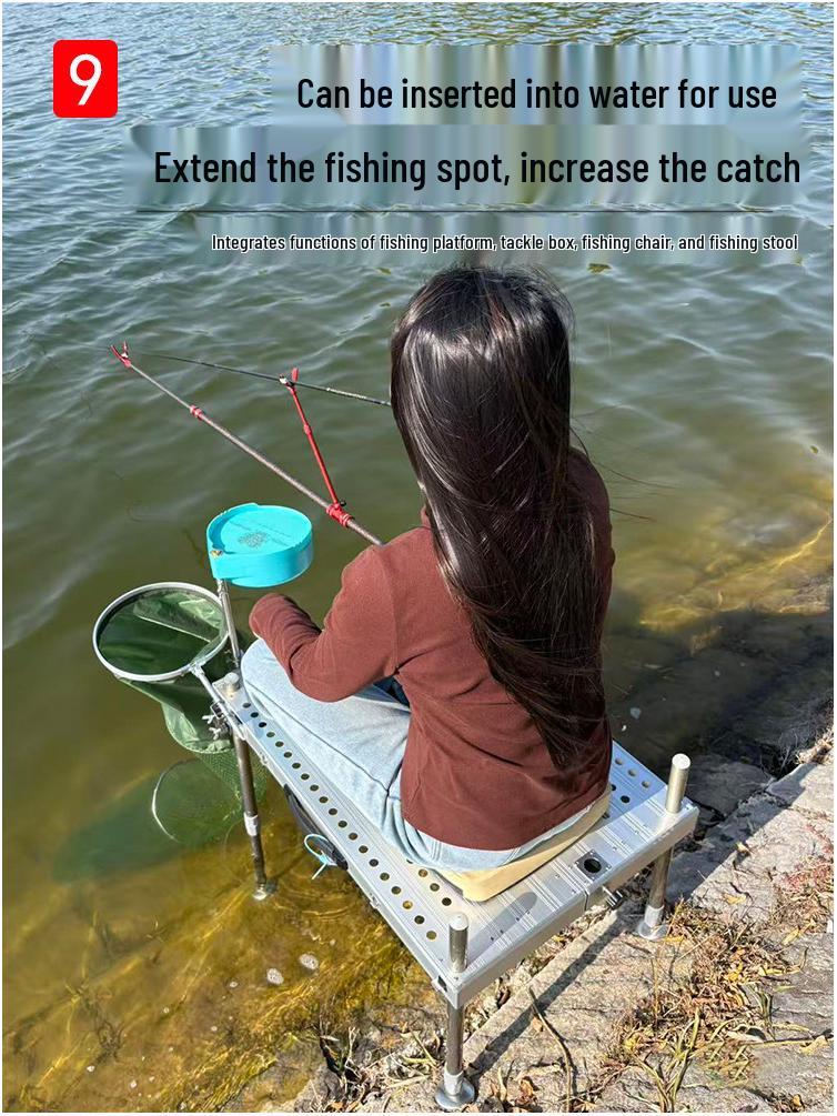 2025 Ultra-light Black Aluminum Fishing Stool: Folding, Portable, Multi-functional, Small & Wide with Lifting Feature