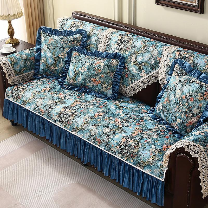 Home Couch Cover Luxury Jacquard Sofa Seat Cover Suitable For All Seasons European Style Anti-Slip Armchairs Cover Slipcover