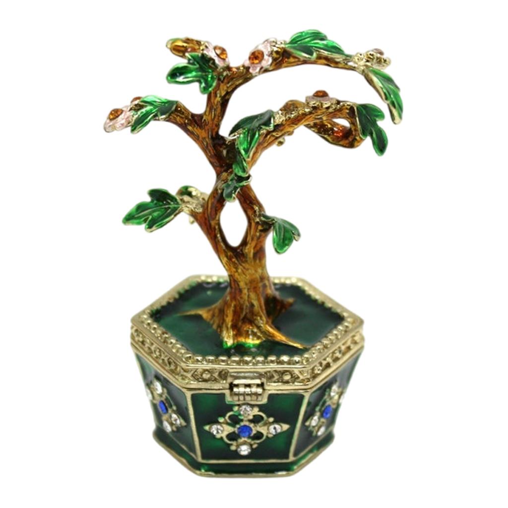 Creative Money Tree Shaped Desktop Ornament Jewelry Organizer Box with Lid Storage Container for Sorting Small Item
