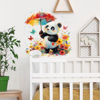Aquarellfarbe Roter Panda Regenschirm Kinderzimmer Wohnzimmer Heimverschönerung und Dekoration Wandaufkleber
