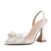 Luxury Designer White Pearl Bowknot Women Pumps Sexy Pointed Toe High Heels Wedding Prom Shoe PVC Transparent Heeled Sandals