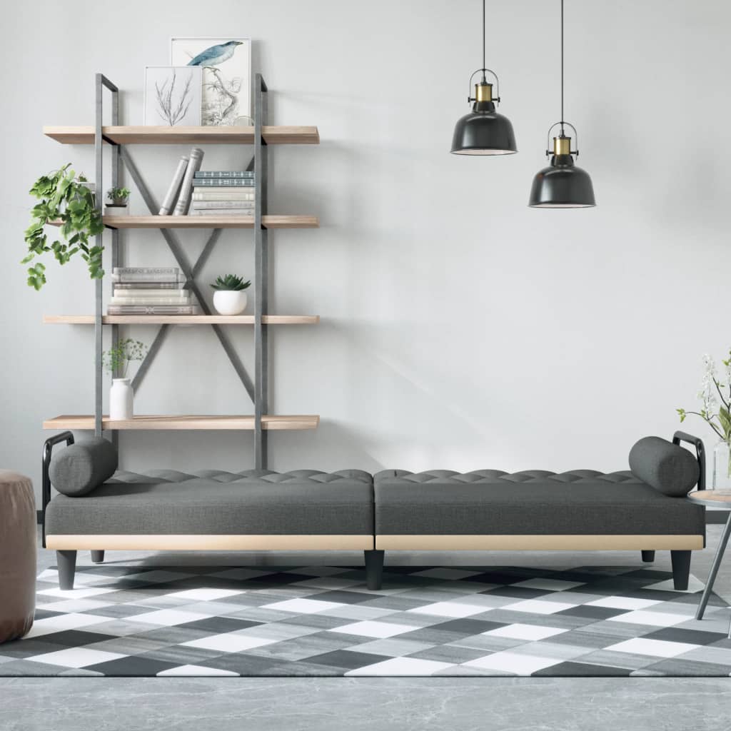 Vidaxl Foldable Sofa With Armrests, Dark Grey, Upholstered