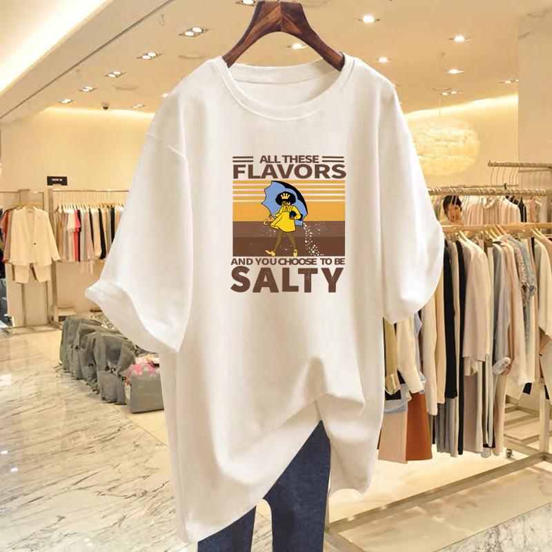 

Pure cotton new niche loose printing short-sleeved t-shirt women s summer new XXXL