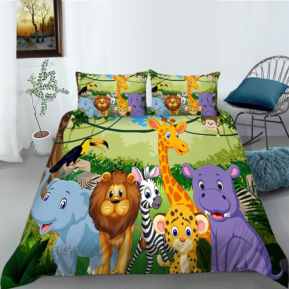 Cartoon Animal Series Bedding Three-Piece Polyester Dinosaur Digital Printing