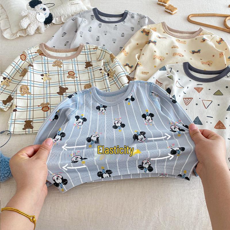 2025 Autumn Kids' Cartoon Homewear Set: Girls' Polka Dot Outfit & Boys' Belly-Protecting Pants