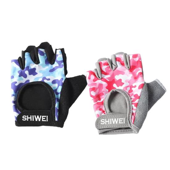 1 Pair Kids Half Finger Gloves Adjustable Wear-Resistant Non-Slip Hand Injury Prevention Fishing Cycling Outdoor Sports Gloves