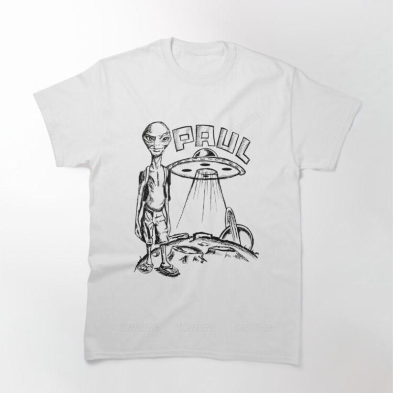 New arrived black short sleeve brand Unisex cotton top The Alien Paul Printed T Shirt unisex tee shirt oneck fashion tshirt tops S