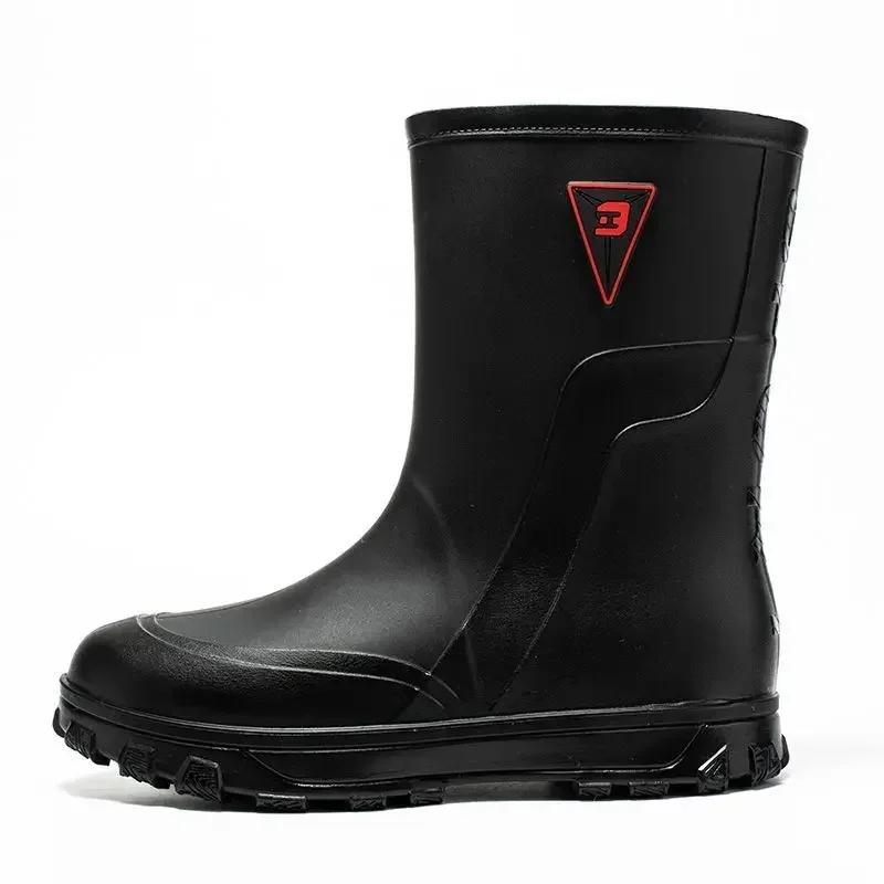Rain Boots for Men Winter Fishing Gumboots Warm Wide Toes Man Shoes Cheap Wear-resistant Outdoor Teenagers New Work Plastic Gum