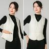 Winter Women Layering Vest Coat Thin Padded Button Closure Round Neck Sleeveless Solid Color Windproof Heat Retention Outdoor Down Coat