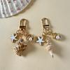 Pearls Embellished Seashells Keychain Portable Bag Charm Decoration for Women Stylish Functional Accessory