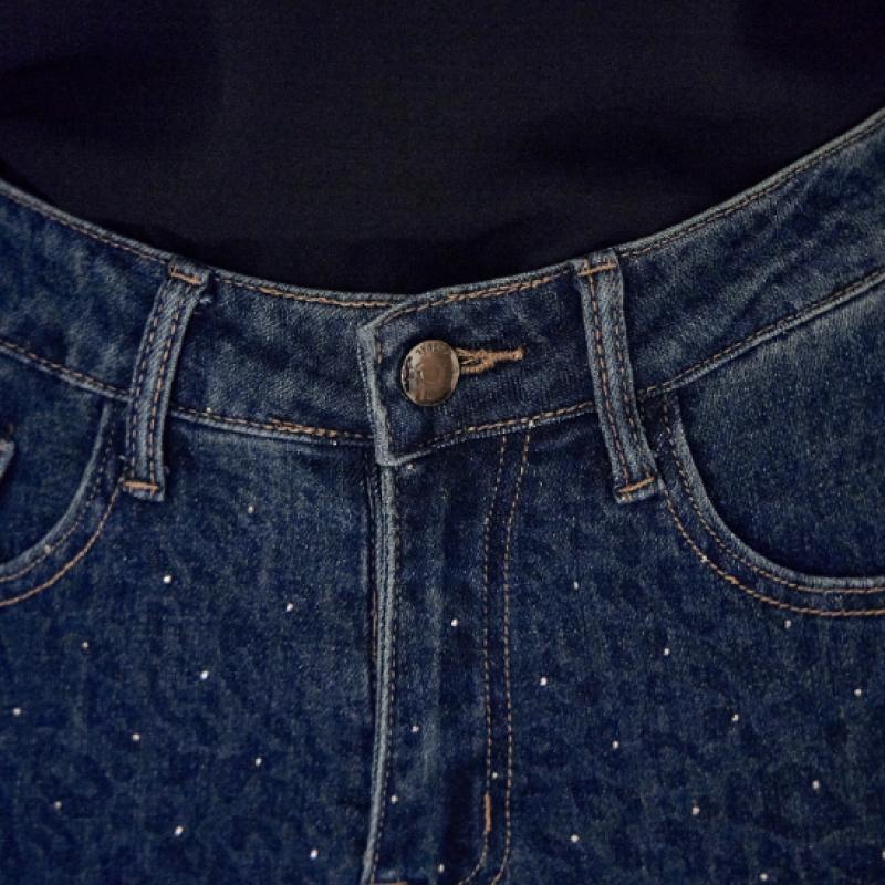 Maxza Cubic Leopard Wide Dark Blue Denim Pants Ze03ql003na